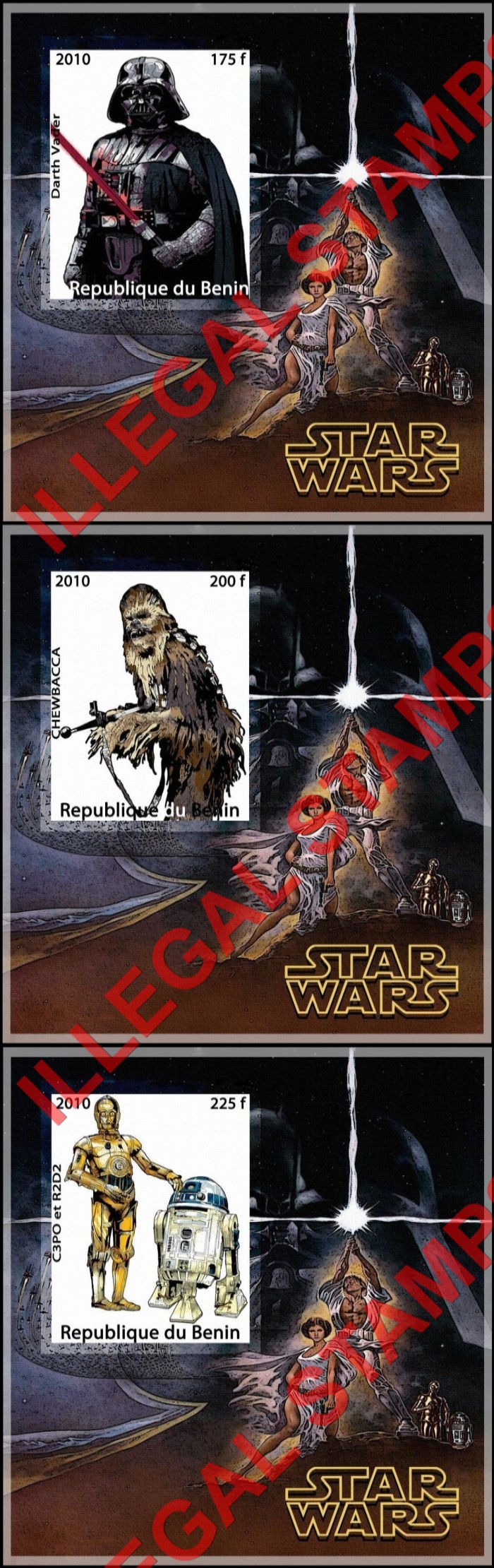 Benin 2010 Star Wars Illegal Stamp Souvenir Sheets of 1 (Part 2) Benin 2010 Star Wars Illegal Stamp Souvenir Sheets of 1 (Part 2)